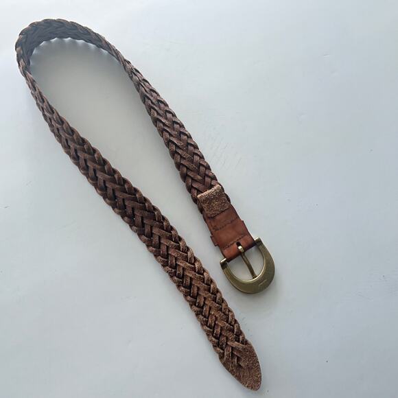 Brighton Honest Brown Wide Women's Woven Belt w Heavy Brass Buckle Sz 30 - Picture 6 of 9